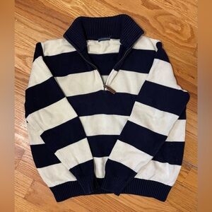 BRANDY MELVILLE Navy and Cream Striped Half Zip Sweater